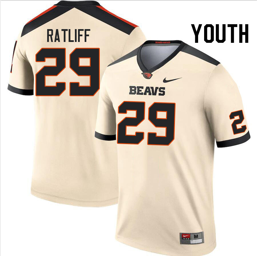 Youth #29 Austin Ratliff Oregon State Beavers College Football Jerseys Stitched Sale-Cream
